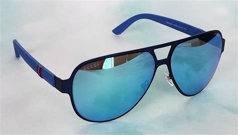 gucci gg 2252 s navy blue mirror sunglasses|GUCCI Men's Sunglasses GG 2252/S Matte / Blue Mirror Aviator .